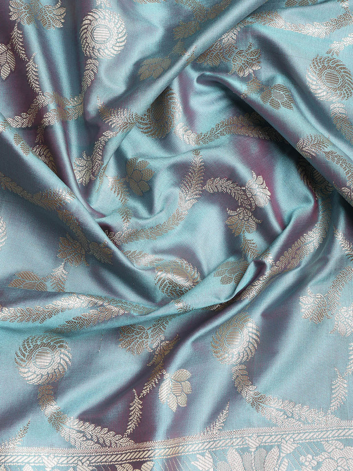 Woven Banarasi Chanderi Unstitched Suit With Dupatta