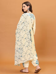 Printed Cotton Kurta With Pant & Dupatta
