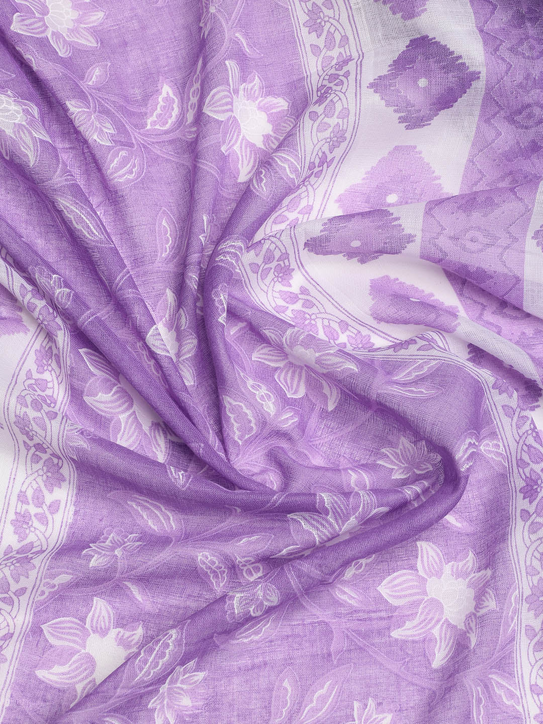 Printed Cotton Blend Unstitched Suit With Dupatta