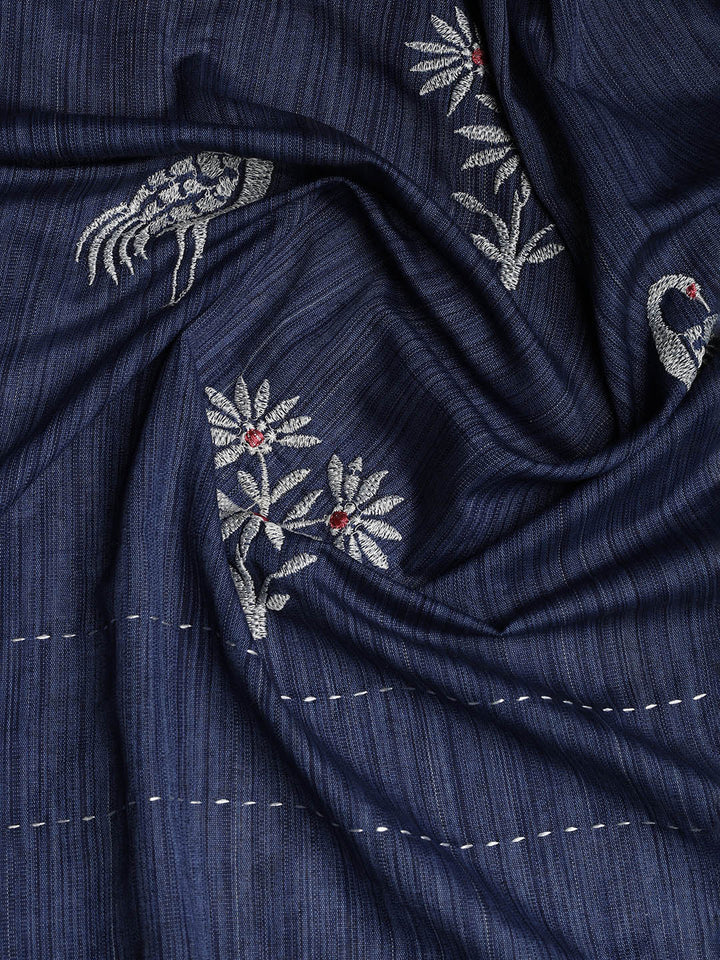 Neck Embroidered Cotton Blend Unstitched Suit With Dupatta