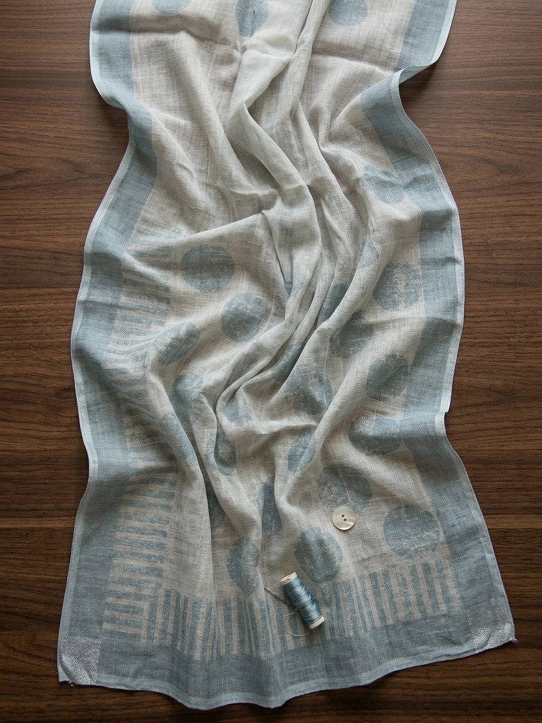 Embroidered Linen Blend Unstitched Suit With Pant &amp; Dupatta