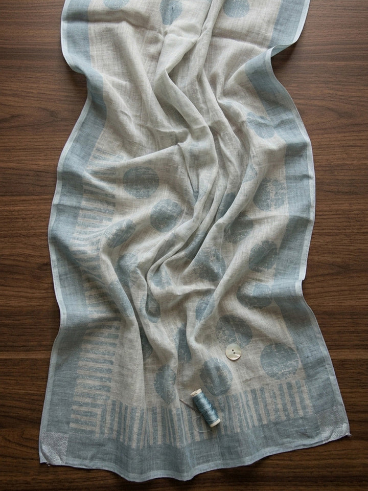 Embroidered Linen Blend Unstitched Suit With Pant &amp; Dupatta