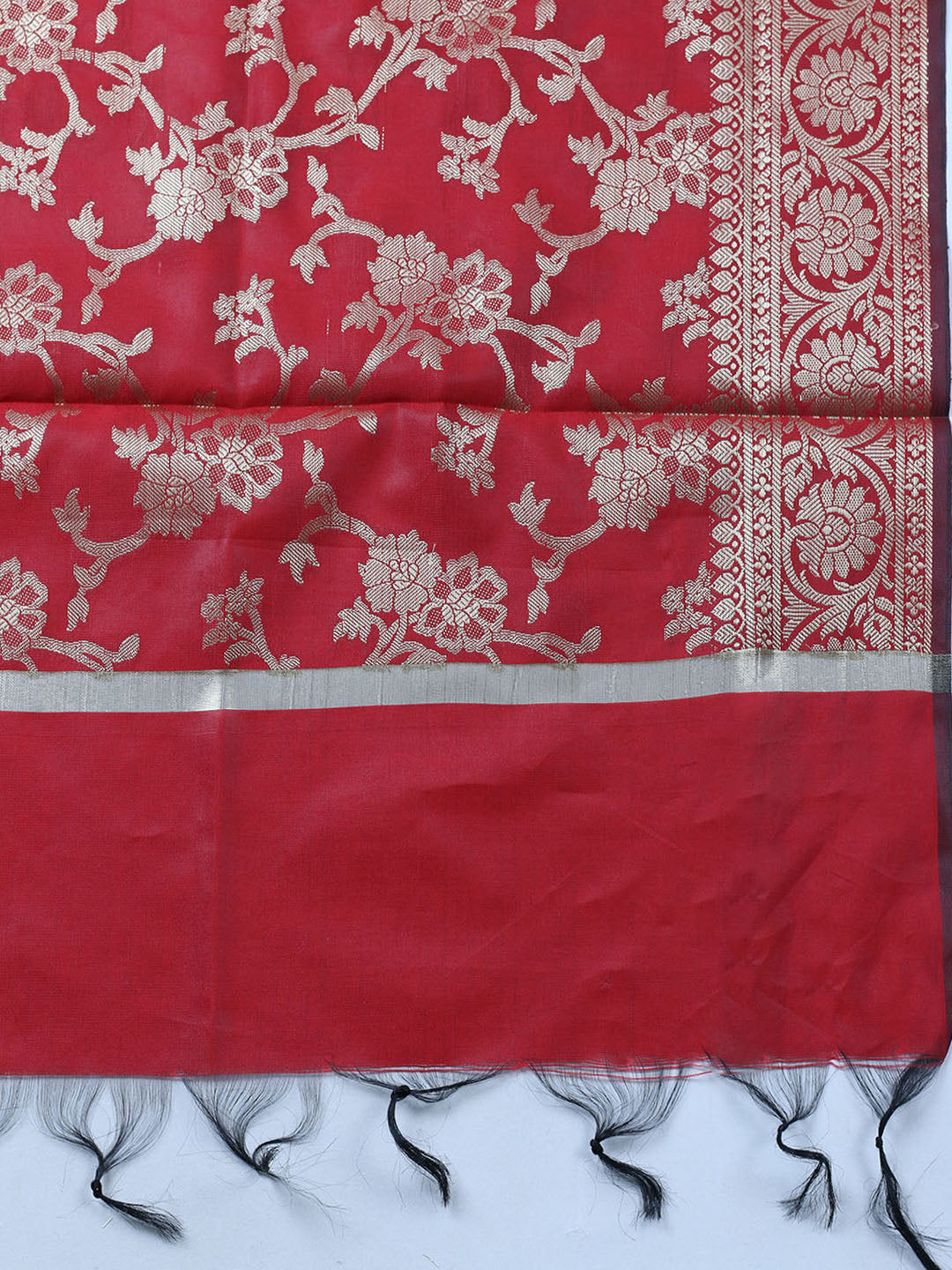 Banarasi Chanderi Unstitched Suit With Pant &amp; Dupatta