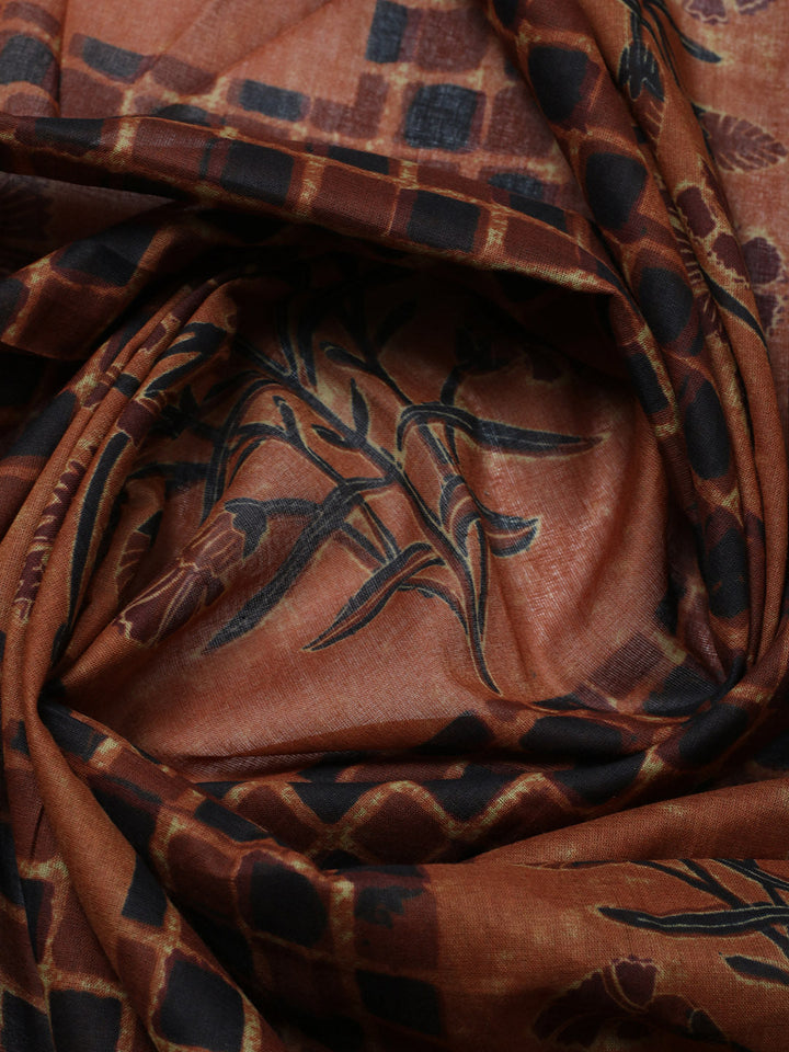 Embroidered Cotton Blend Unstitched Suit With Pant &amp; Dupatta