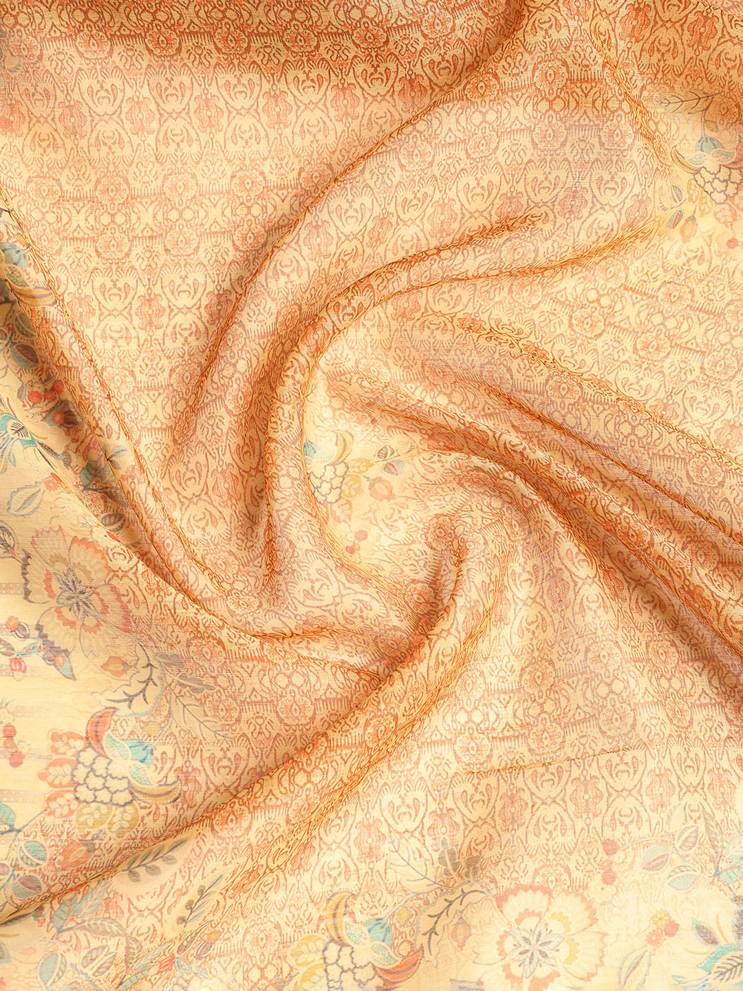 Printed Booti Chanderi Unstitched Suit With Dupatta