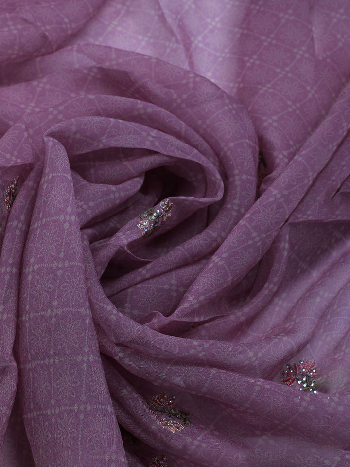 Embroidered Organza Unstitched Suit With Dupatta