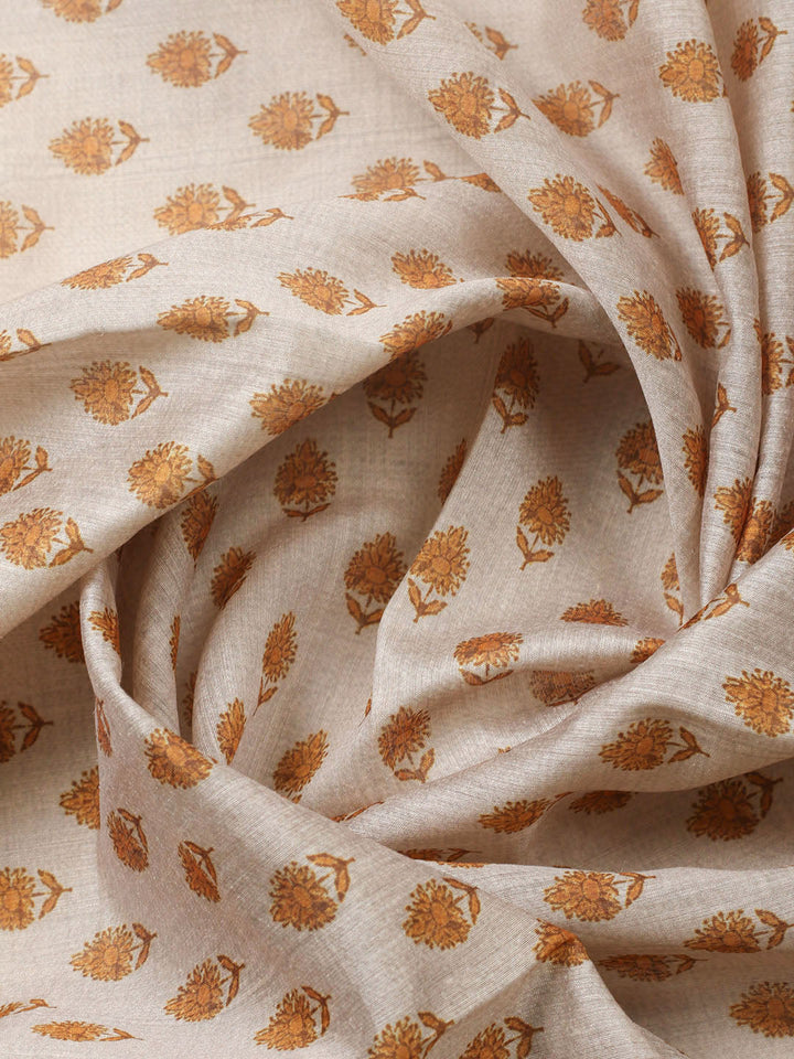 Printed Cotton Blend Unstitched Suit With Pant &amp; Dupatta