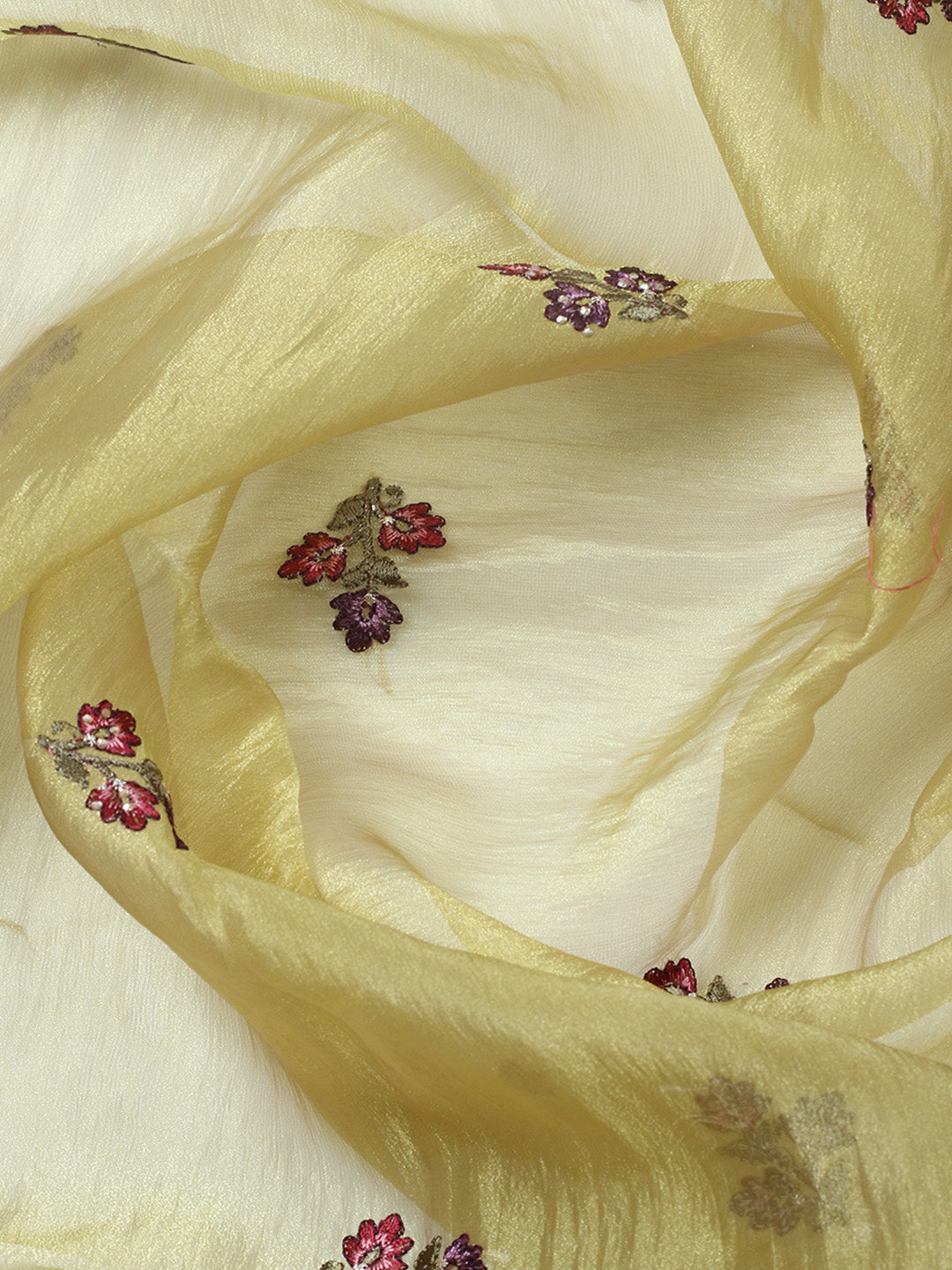 Embroidered Tissue Unstitched Suit With Pant &amp; Dupatta