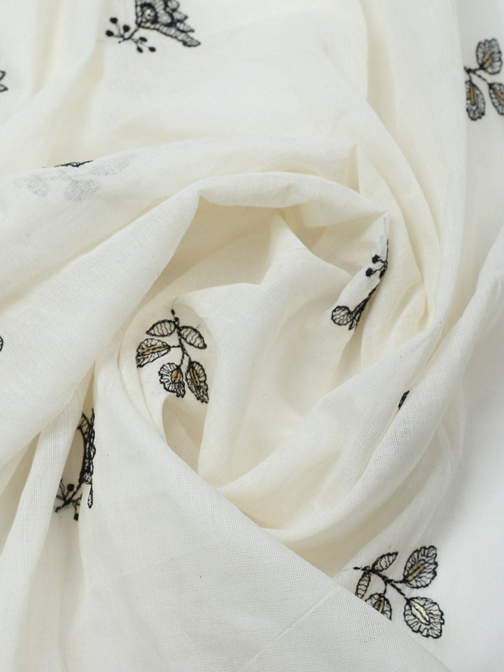 Embroidered Cotton Blend Unstitched Suit With Pant &amp; Dupatta