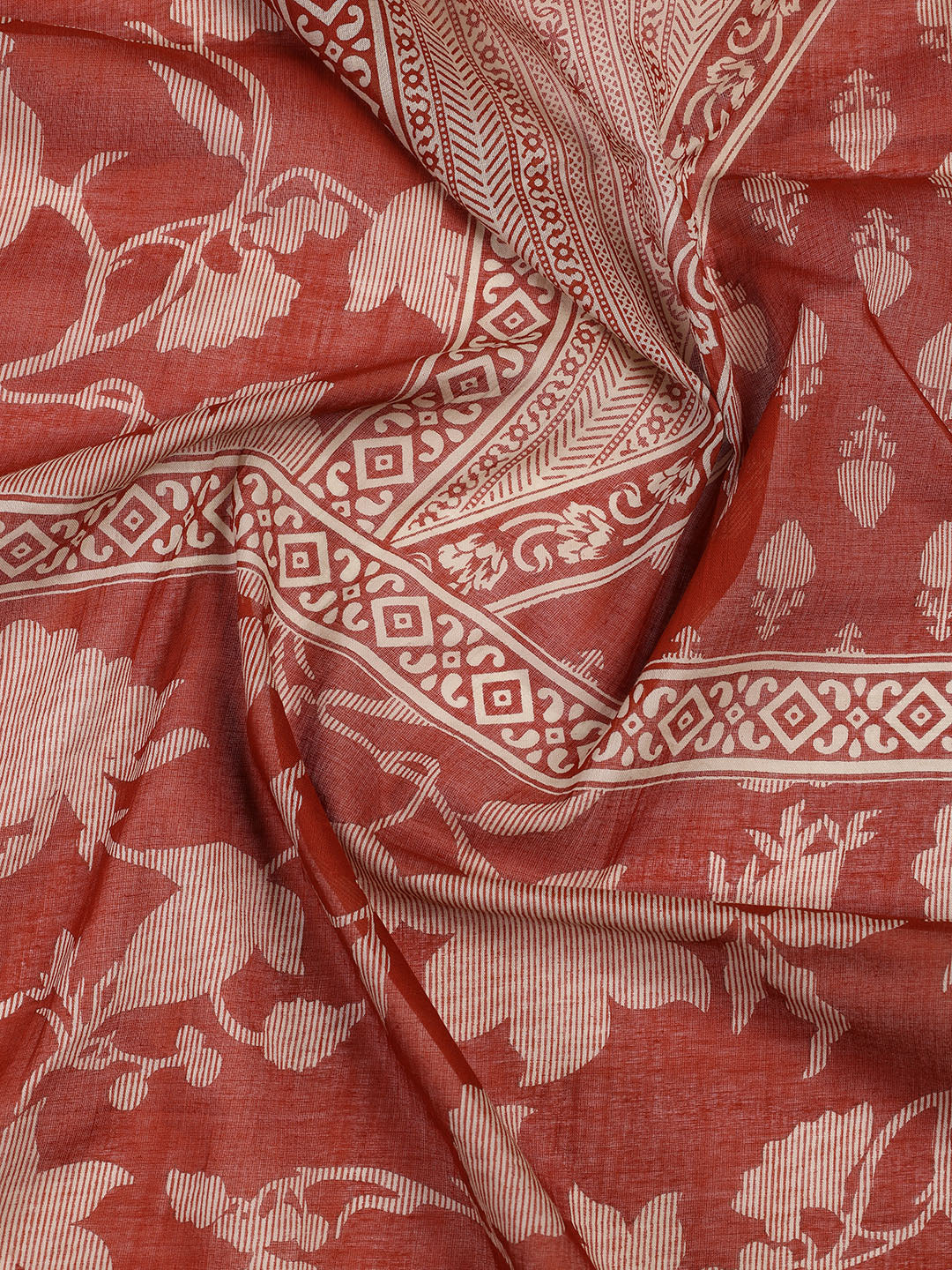 Printed Cotton Blend Unstitched Suit With Dupatta