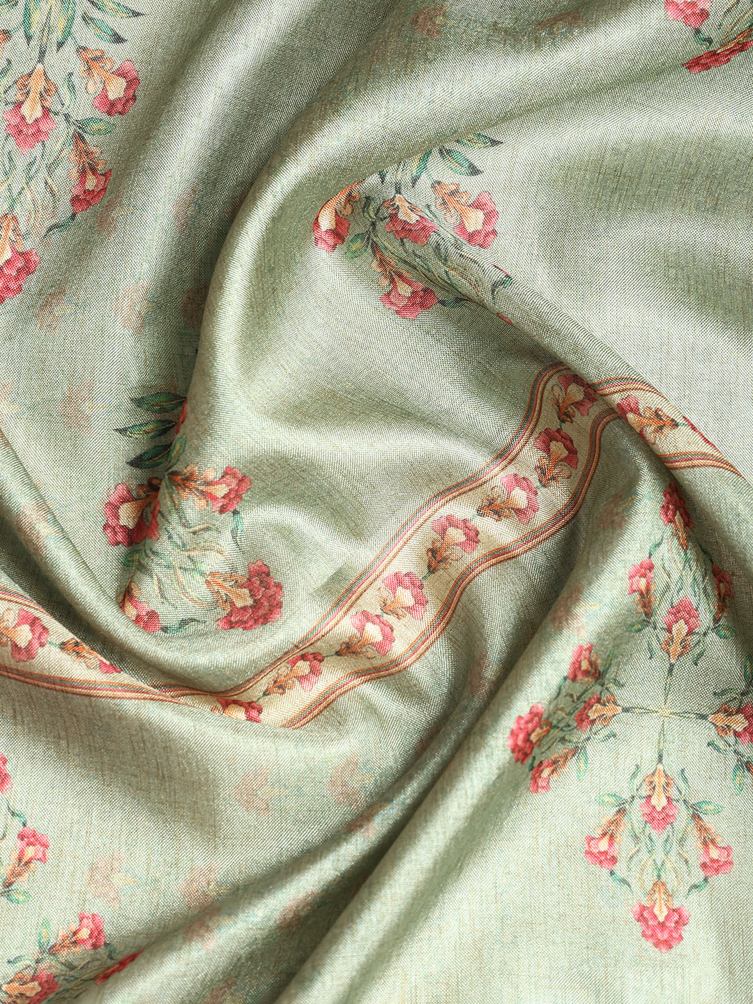 Embroidered Art Silk Unstitched Suit With Dupatta