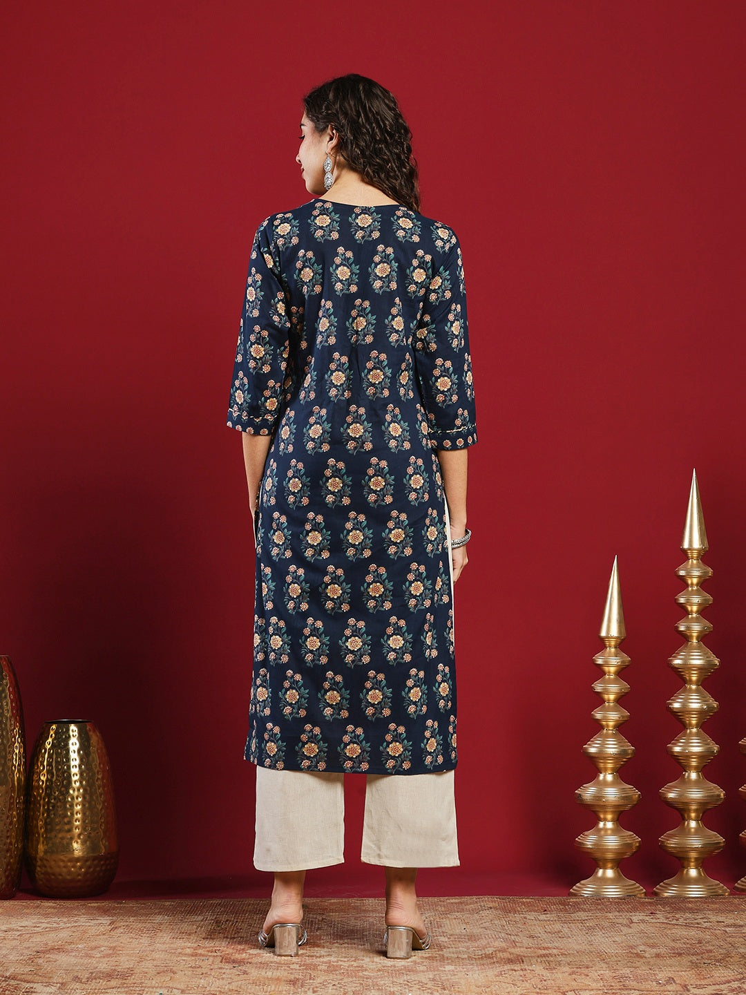 Floral Printed Cotton Blend Kurta