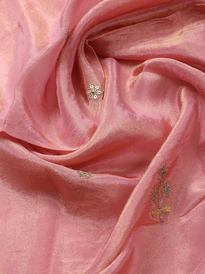 Embroidered Organza Unstitched Kurta With Pant &amp; Dupatta