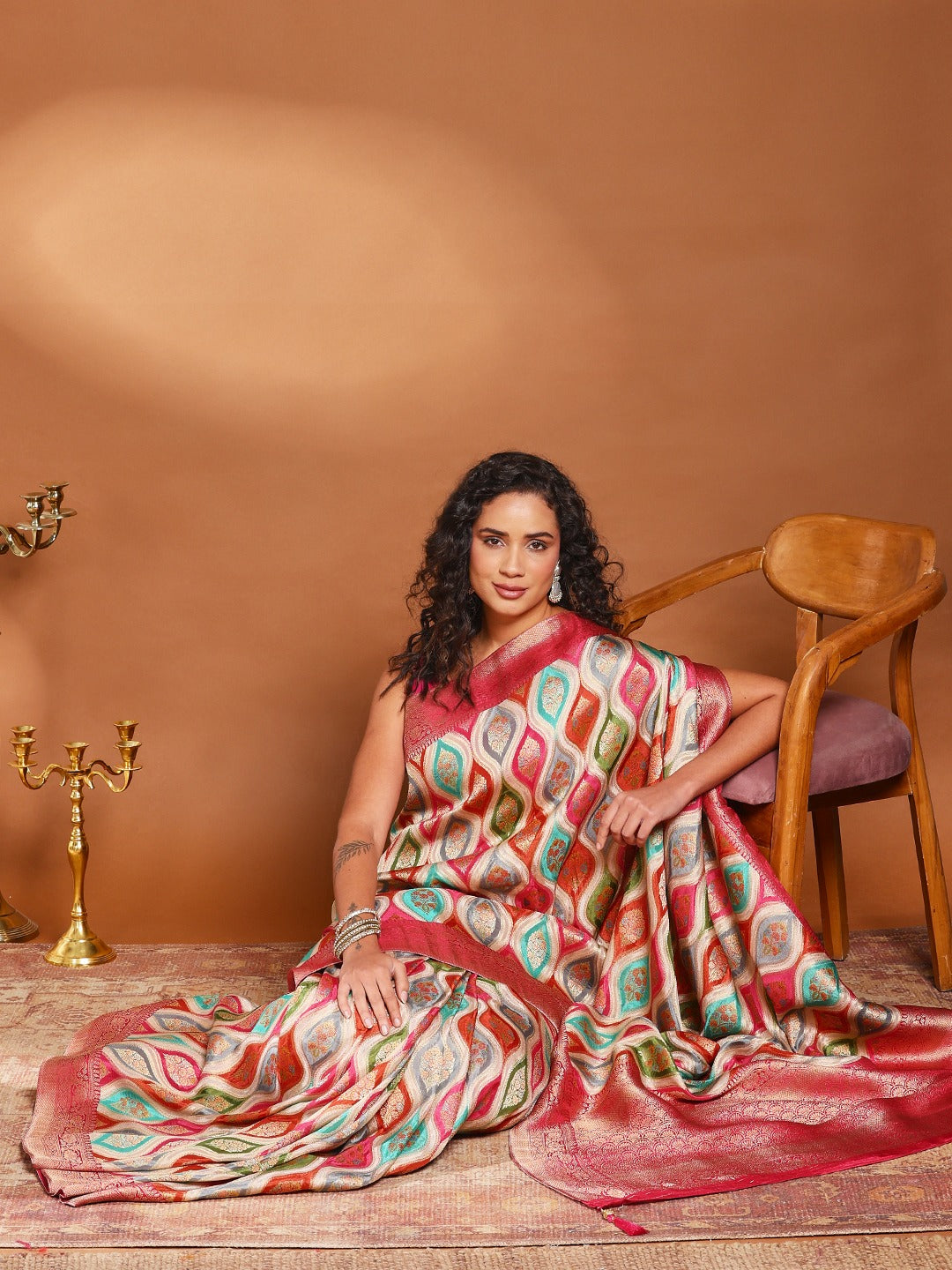 Zari Jaal Woven Satin Saree