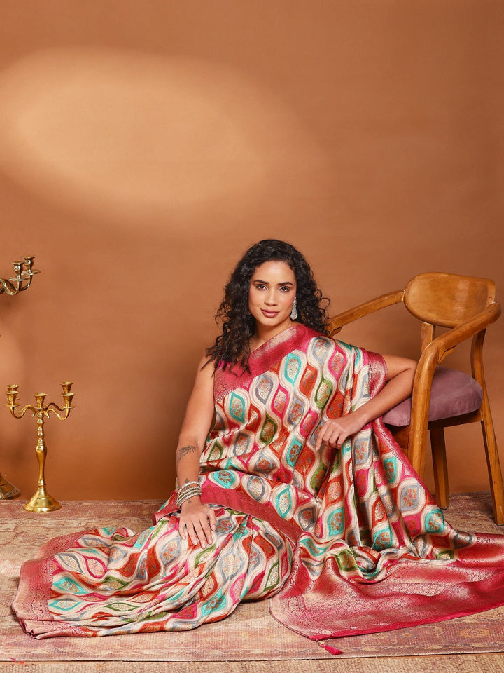 Zari Jaal Woven Satin Saree