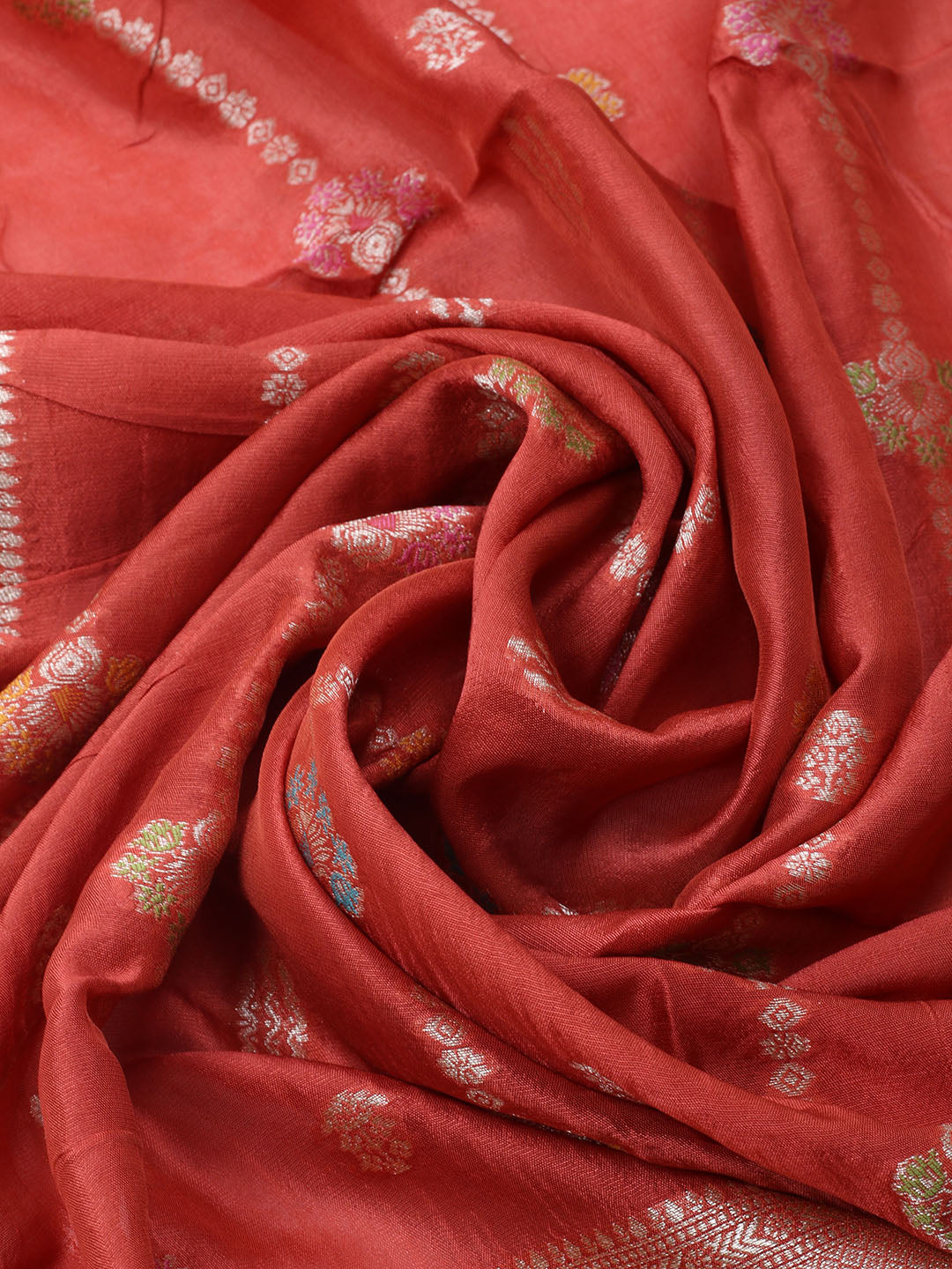 Embroidered Art Silk Unstitched Suit With Dupatta