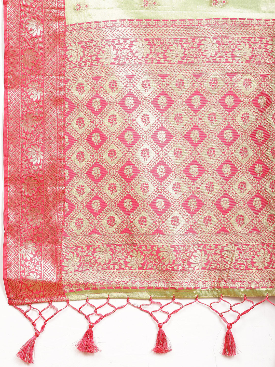 Plain Zari Border Banarasi Woven Saree