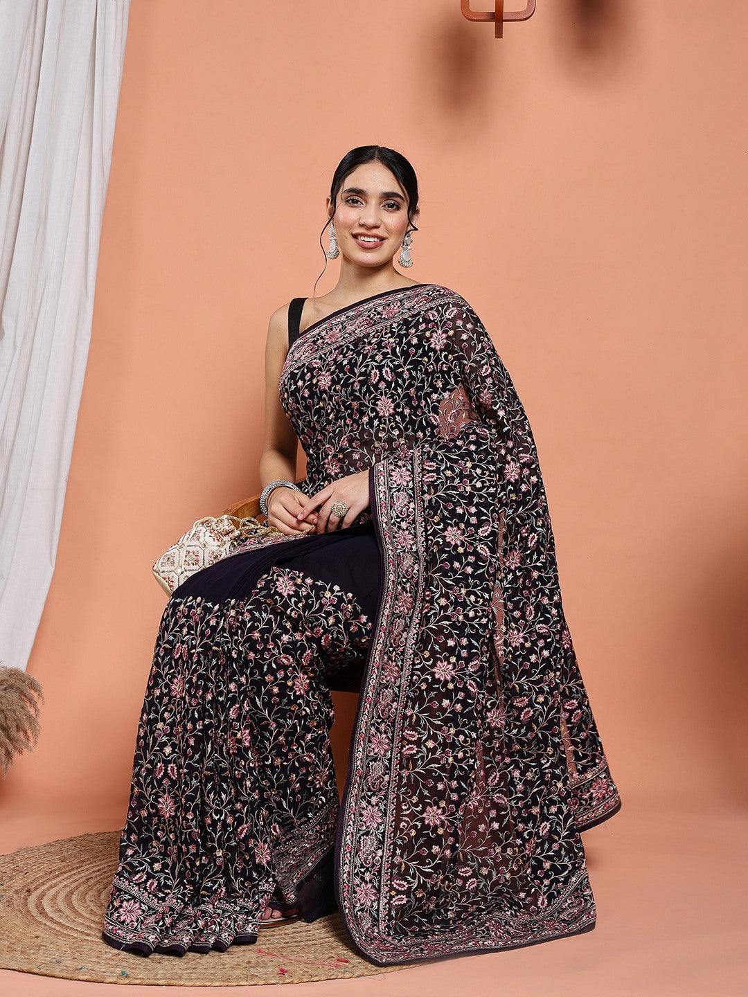 Embroidered Georgette Saree