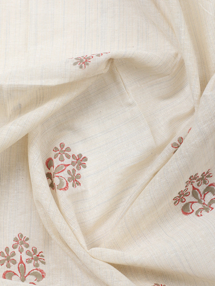 Printed Cotton Blend Unstitched Suit With Pant &amp; Dupatta