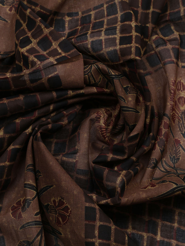 Embroidered Cotton Blend Unstitched Suit With Pant &amp; Dupatta