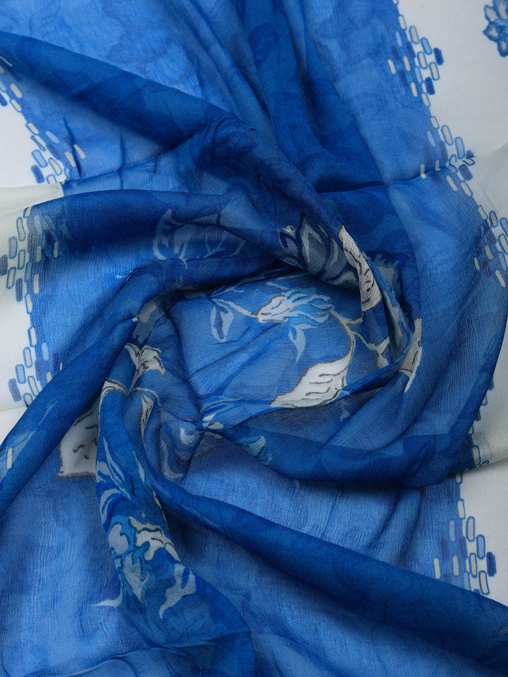 Embroidered Cotton Blend Unstitched Suit With Pant &amp; Dupatta