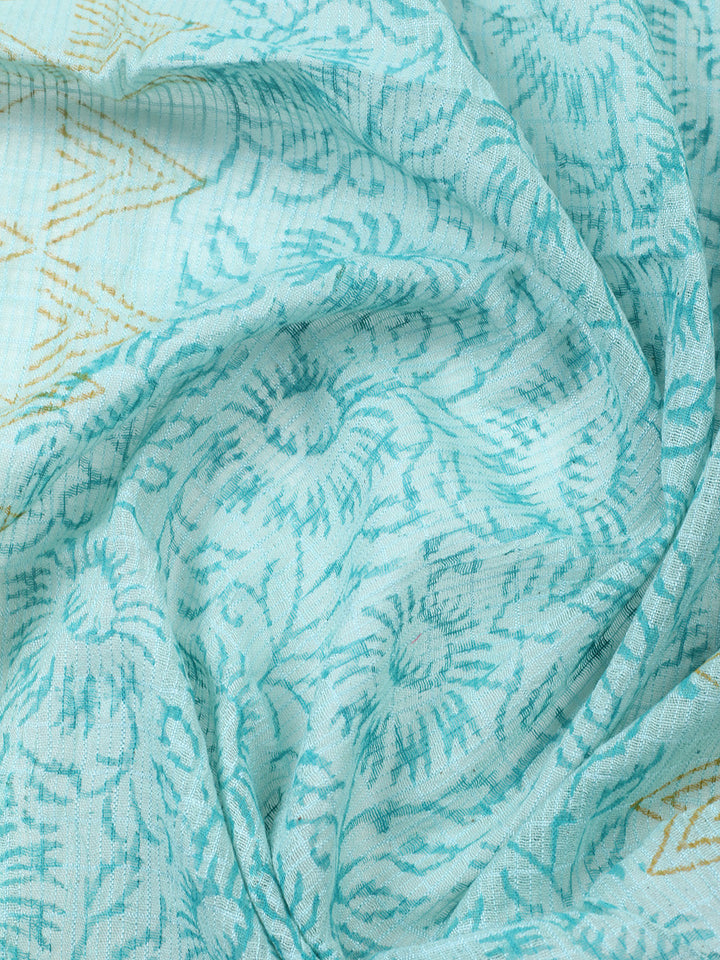 Printed Cotton Blend Unstitched Suit With Pant &amp; Dupatta
