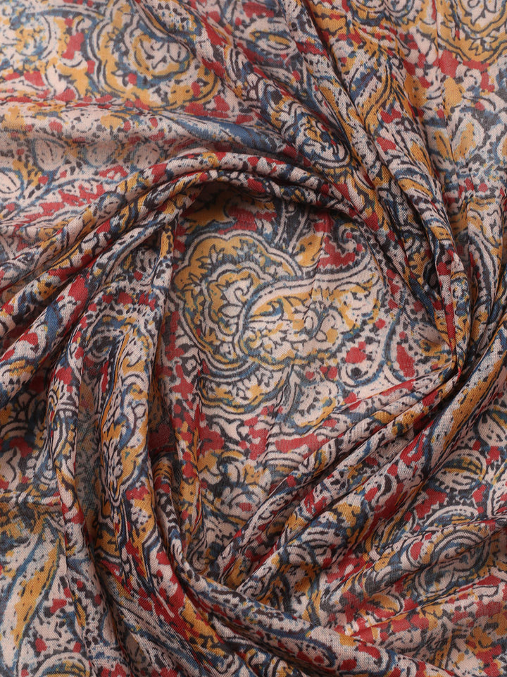 Printed Cotton Blend Unstitched Suit With Pant &amp; Dupatta