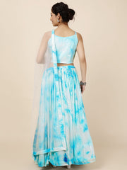 Sequin Embroidered Georgette Choli With Lehenga & Dupatta