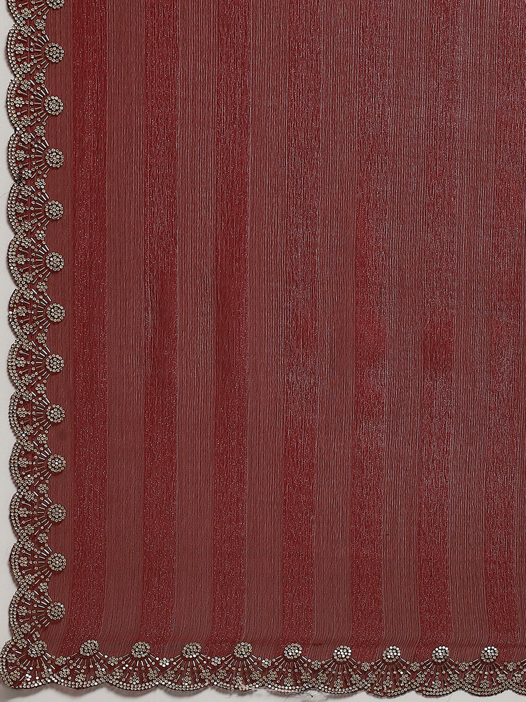 Swarovski Border Art-Chiffon Plain Saree
