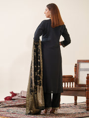 Embroidery Cotton Kurta With Pants & Dupatta