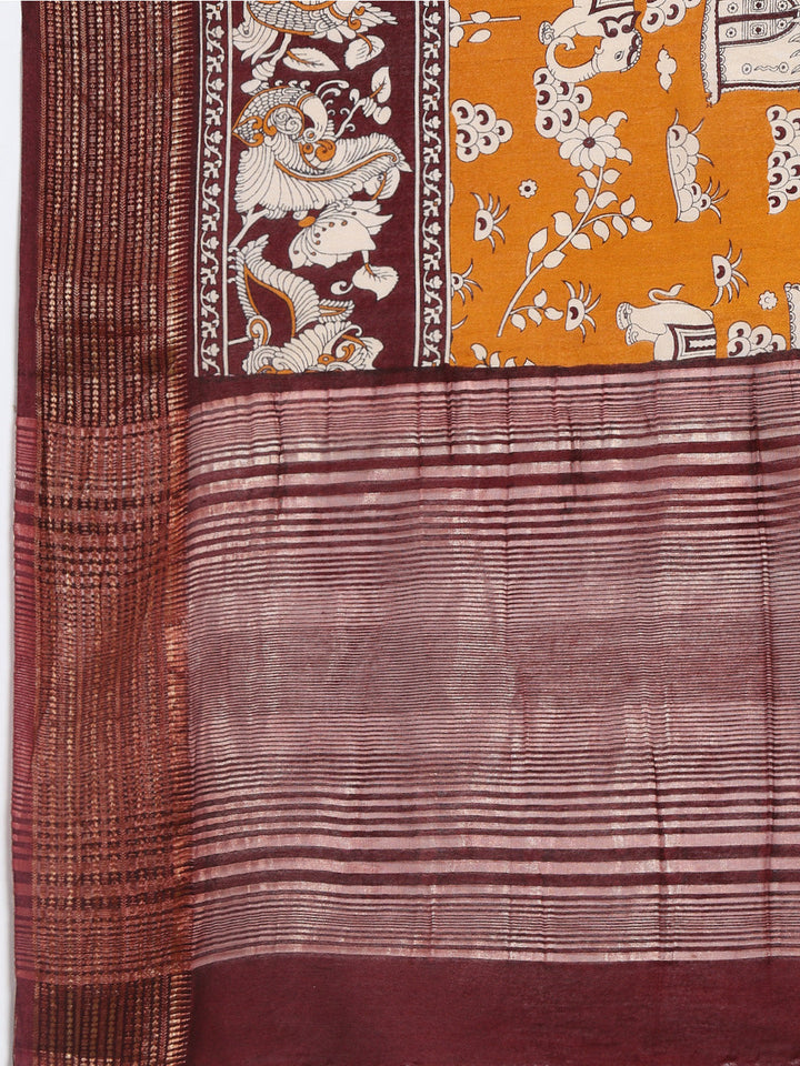Digital Printed Cotton Blend Woven Saree