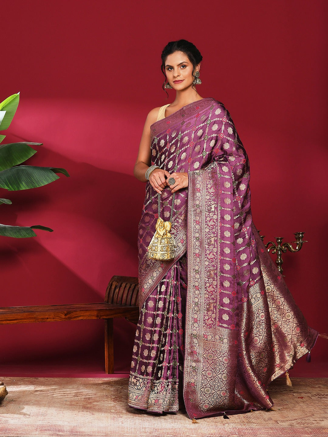 Woven Design Satin Saree