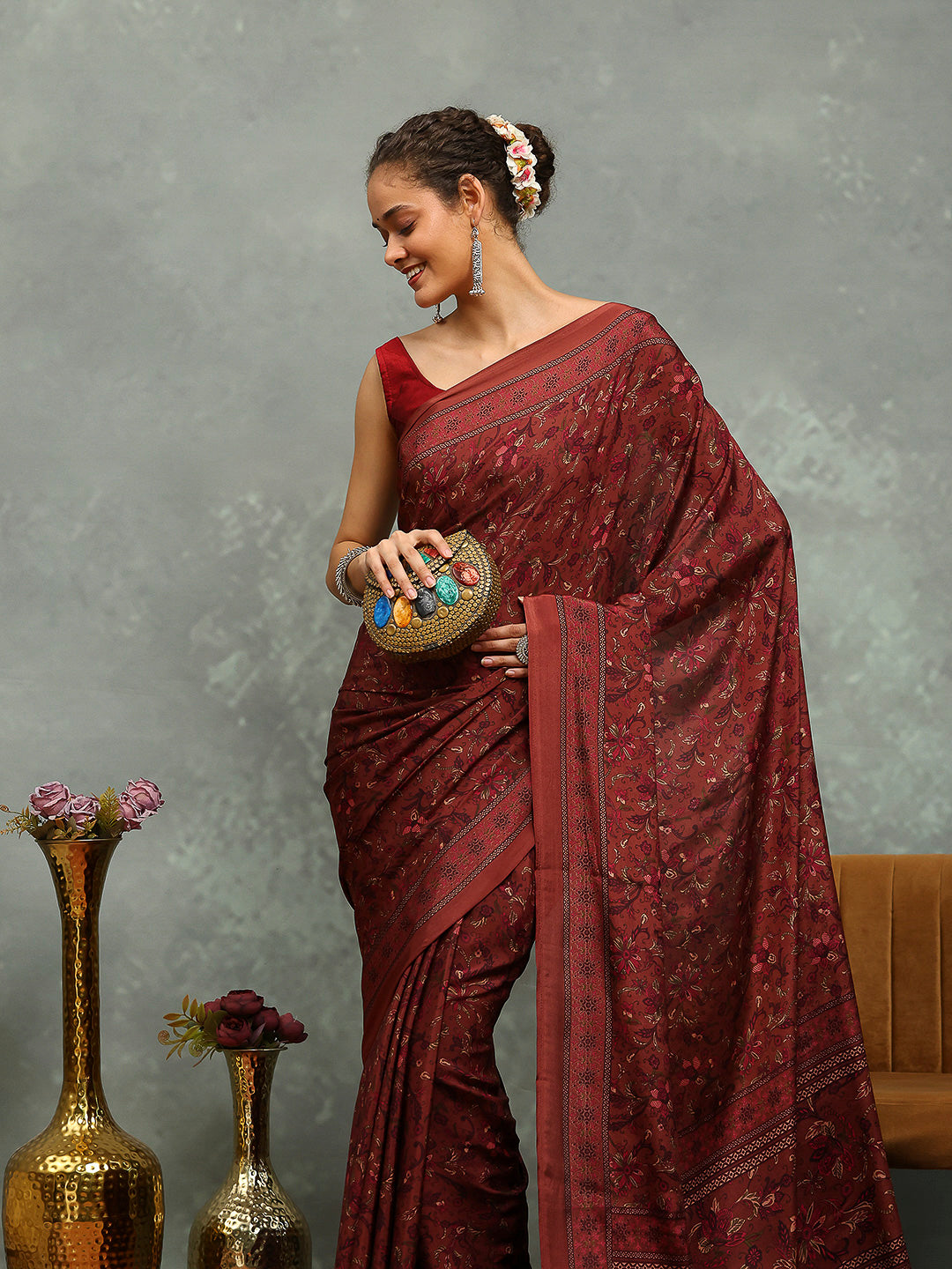 Digital Printed Crepe Saree