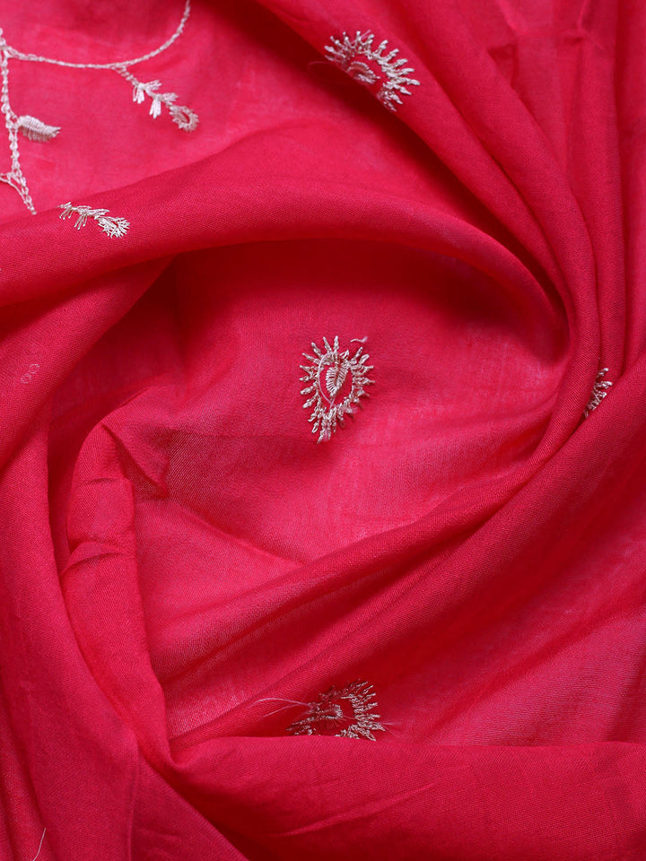 Embroidered Cotton Unstitched Suit With Pant &amp; Dupatta