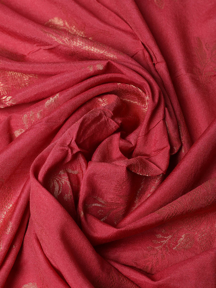 Embroidered Chanderi Unstitched Suit With Pant &amp; Dupatta