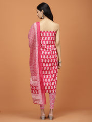 Printed Cotton Unstitched Suit Piece With Dupatta