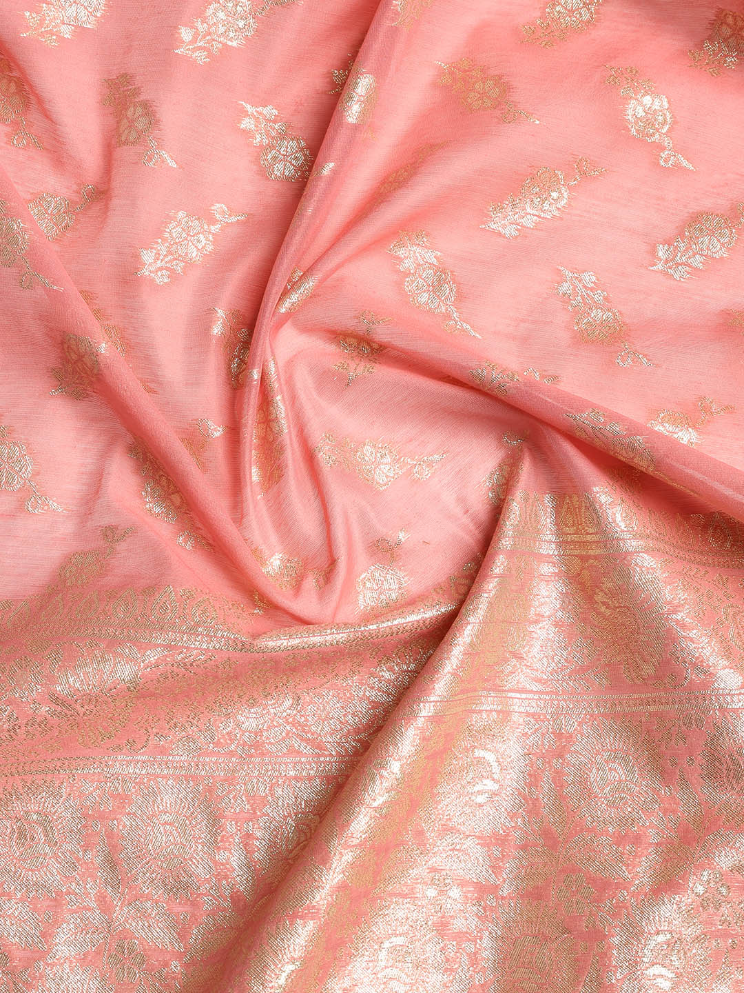 Embroidered Chanderi Unstitched Suit With Dupatta