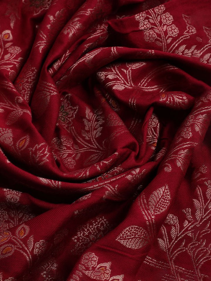 Pashmina Woven Design Unstitched Kurta With Pant &amp; Dupatta