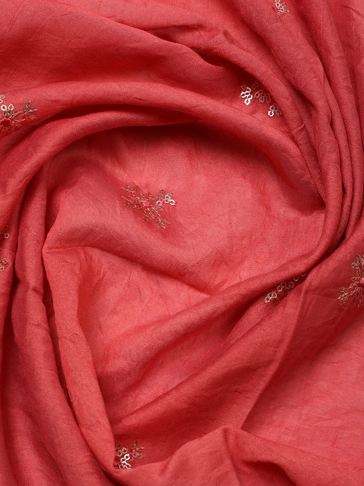Embroidered Cotton Unstitched Suit With Pant &amp; Dupatta