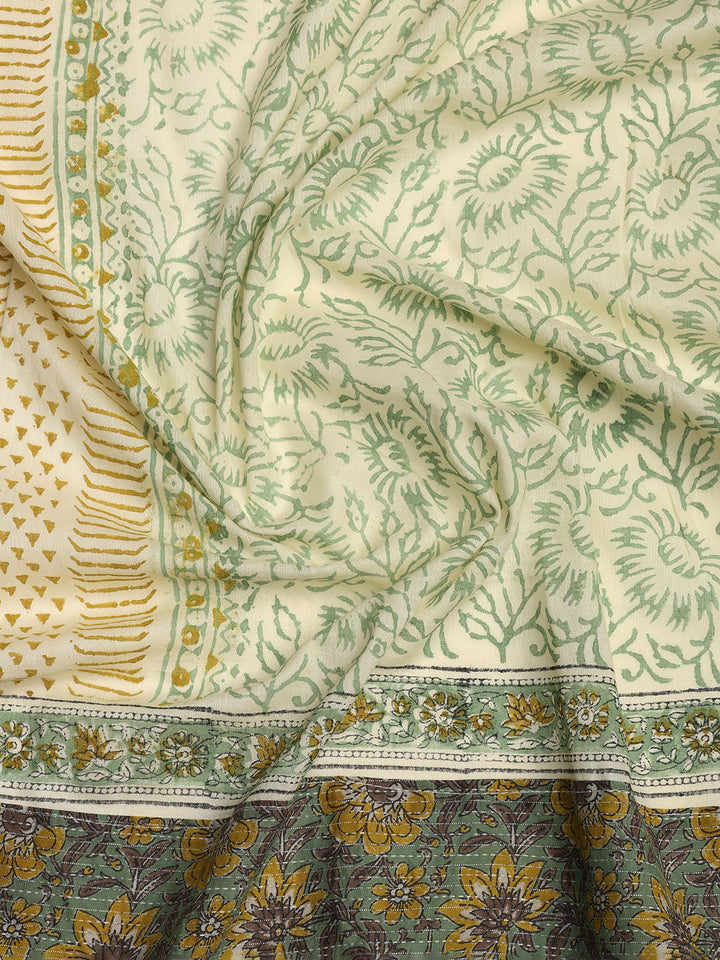 Printed Cotton Blend Unstitched Suit With Dupatta