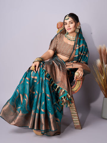 Zari Jaal Woven Art Silk Saree