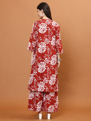 Floral Print Cotton Kurta With Palazzo