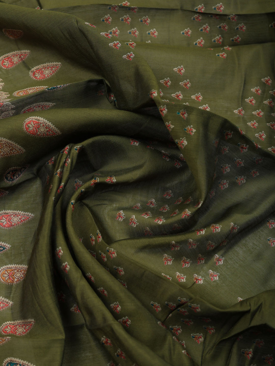 Printed Cotton Blend Unstitched Suit With Pant &amp; Dupatta