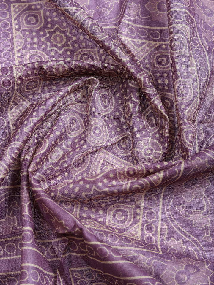Printed Cotton Blend Unstitched Suit With Pant &amp; Dupatta