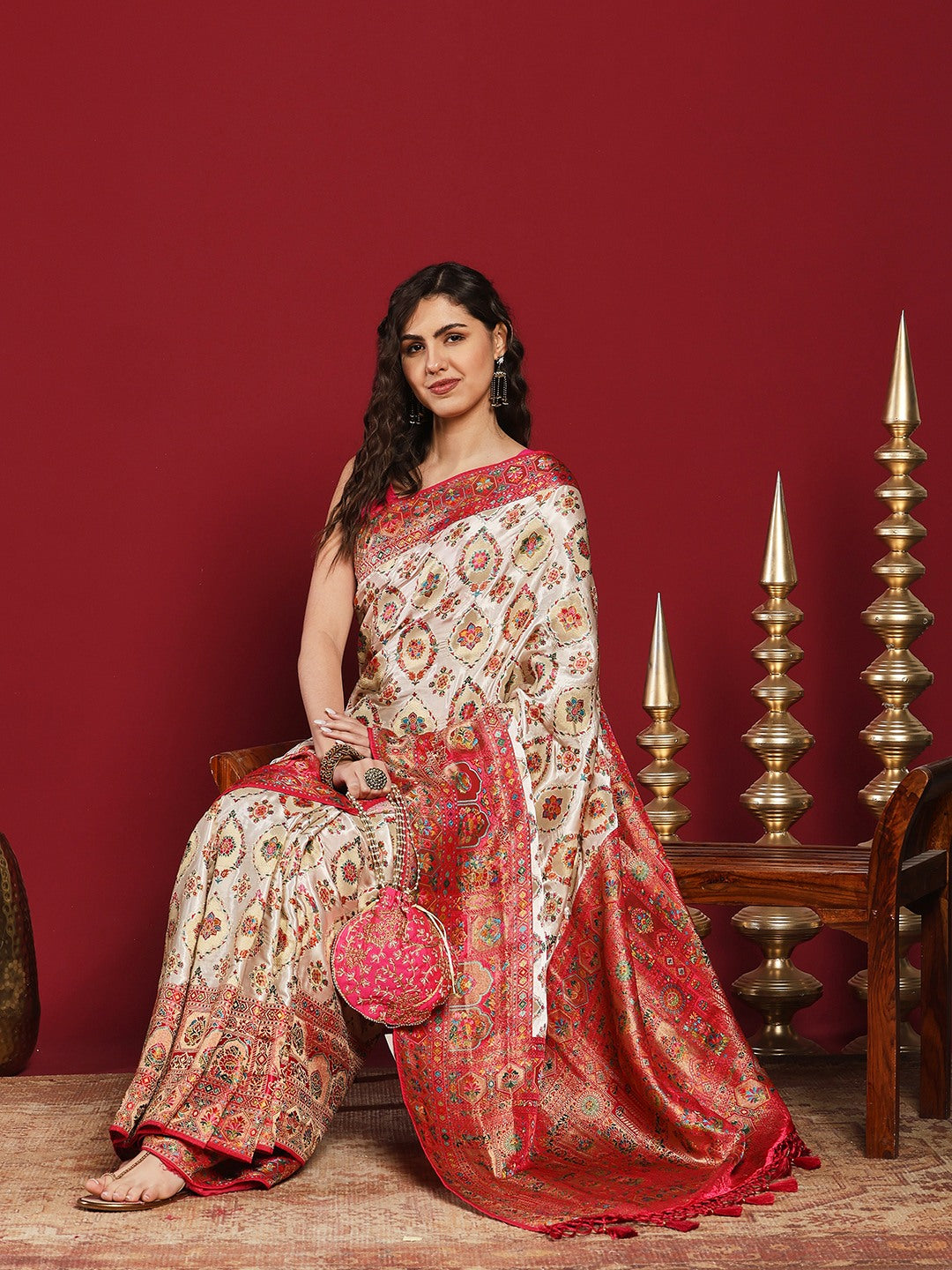Woven Design Satin Saree
