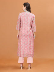 Floral Printed Cotton Kurta With Pants