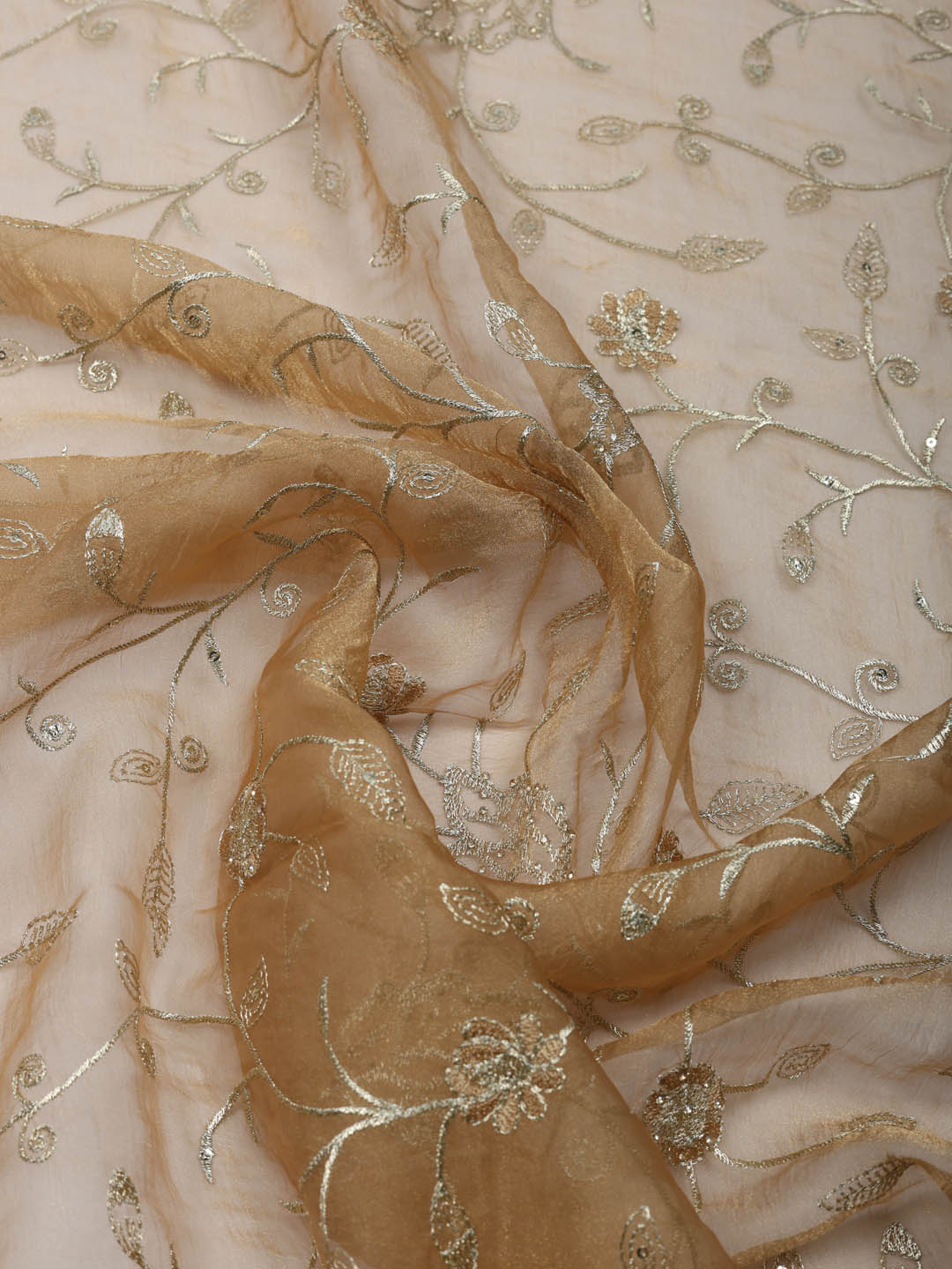 Embroidered Tissue Unstitched Suit With Pant &amp; Dupatta