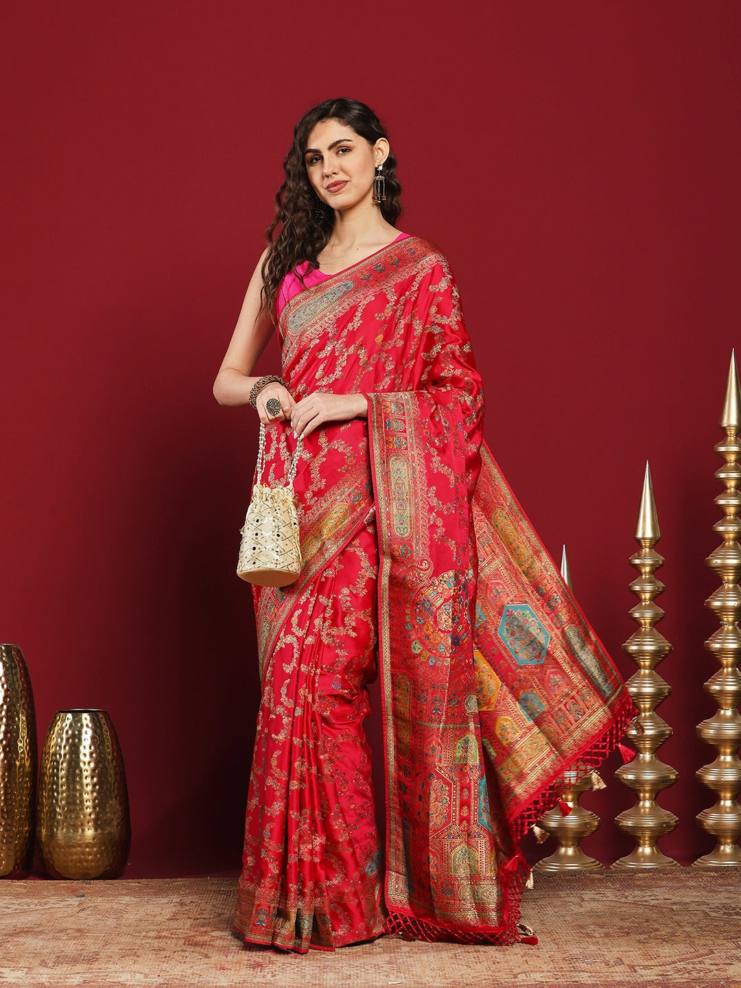 Woven Design Satin Saree