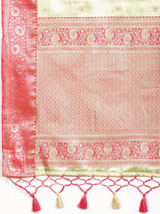 Plain Zari Border Banarasi Woven Saree