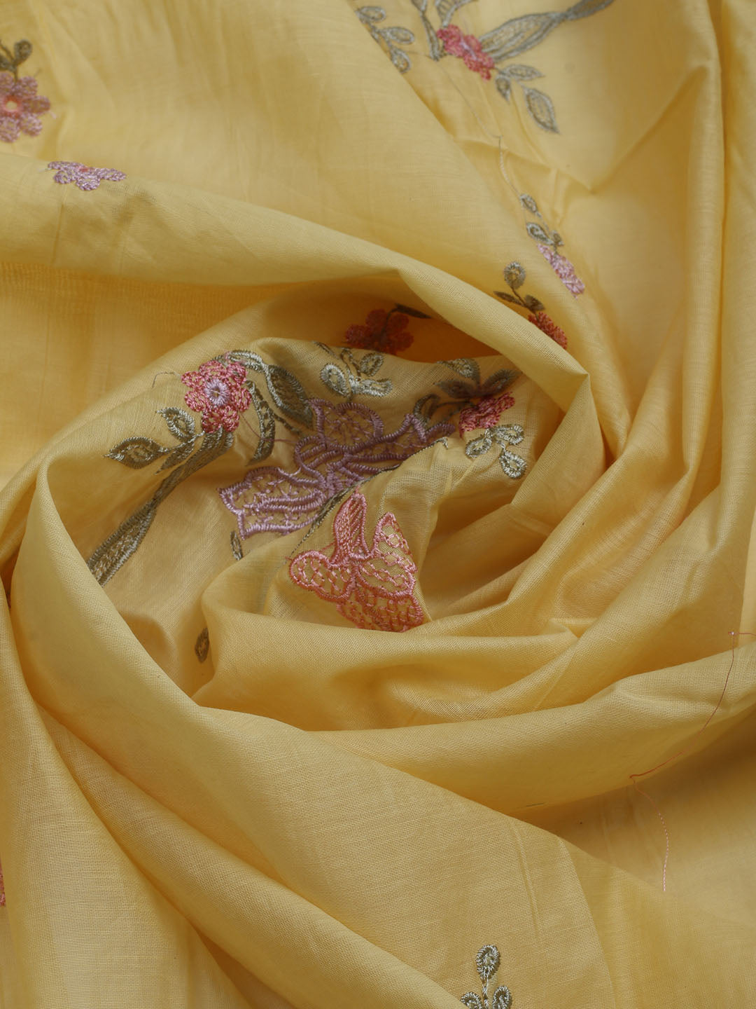 Embroidered Chanderi Unstitched Suit With Dupatta